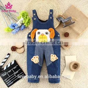 Children Sling Denim Trousers Cartoon Vest Baby Pants Fit 1-2-3T Baby Unisex thumbnail-1