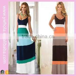 Walson Hot Sell Women Summer Dress Cotton Spaghetti Strap Slip Tube Slit Dress 2016 Summer Maxi Dress thumbnail-4