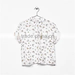 2017 High Quality Ladies Animal Print Cropped t Shirts With Back Knot thumbnail-2