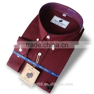 Button Down Collar Long Sleeve Gingham Causal Men Shirt 100% Cotton thumbnail-1