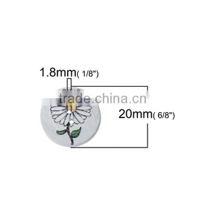 Wood Sewing Buttons Scrapbooking 2 Holes Round At Random Flower Pattern 20mm Dia thumbnail-2