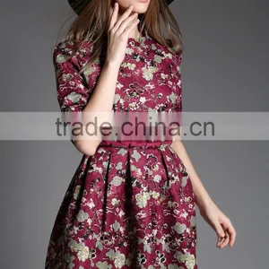 Women A Line Short Sleeve Lace Dress Fabric Embroidery Mini Dress With Pattern thumbnail-3