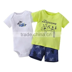 3pcs 100%cotton Unisex Baby Bodysuits Matching With Shorts and T-shirts thumbnail-4