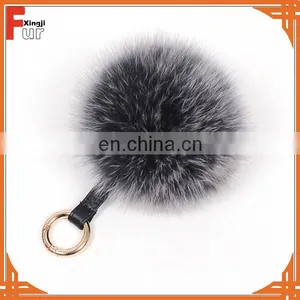 Wholesale Genuine Fox Fur Keychain Luxury Fox Fur Pompom Keychain Fashion Ball Pandent Gift thumbnail-1