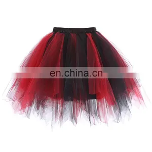 Kate Kasin Women's Soft Tulle Netting Red&Black Petticoat Crinoline Underskirt for Retro Vintage Dress KK000447-4 thumbnail-3