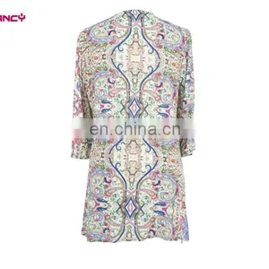 Elegant Women Tile Print Fashion Beaded Neck Tunic Design for Women Over 50 thumbnail-3