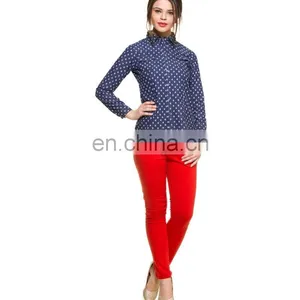 Ladies Summer Fashion Tops INDIGO DENIM FULL SLEEVED SHIRT thumbnail-1