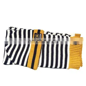 Wholesale Children's Winter Striped Acrylic Knitted Scarf Hat Set thumbnail-1