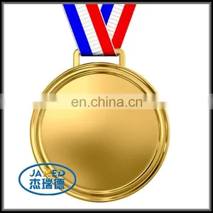 Customized Blank Brass Finish Metal Sport Medal With Ribbon thumbnail-1