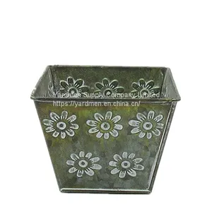 Square Shape Zinc Iron Metal Flower Pot Planter From China Supplier thumbnail-2