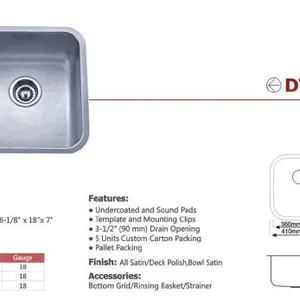 Guangdong Dongyuan Kitchenware UPC Certificated Stainless Steel Single Bowl Bar Sinks thumbnail-2