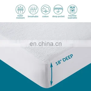 100% Polyester 39x75+15 Plain Water Proof Bed Protector Mattress Cover thumbnail-2