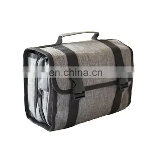 Fashion Men Folding Roll Toiletry Bag Hanging Storage Organizer Washing Travel Bag With Hook thumbnail-3