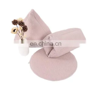 High Quality Plain Light Casual Portable Cheap Small Pink Pillows Multi Functional Foldable Folding Triangular Pillow for Home thumbnail-4