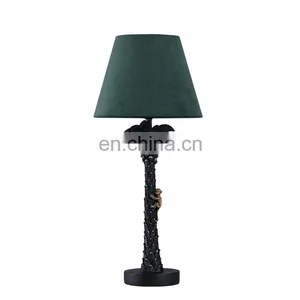 High Quality Bedside Desk Lighting Retro Nightstand Lights Resin With Green Lampshade thumbnail-2