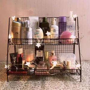 Wholesale Double Layer Bathroom Desktop Shelves Iron Cosmetic Storage Rack thumbnail-2