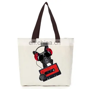 Fashion Big Canvas Tote Cool Dog Shopping Bag Women Canvas Handbag thumbnail-5