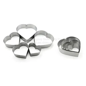 3Pcs Different Size 3d Diy Mousse Fondant Baking Custom Heart Shape Stainless Steel Cake Mould thumbnail-4