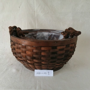 Round Wood Chip Basket Handmade Garden Basket Hot Sale thumbnail-1