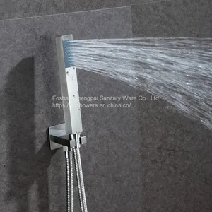 Large Size Shower Set Ceiling Mounted Rain Shower Head With Shower Arm Shower Mixer LED Light thumbnail-4