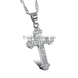 Drill Microscope Zircon Set Auger Cross Pendant Gold Plated Necklace Unisex Lover Gifts thumbnail-5