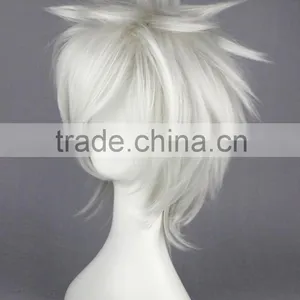High Quality 35cm Short Straight DEATH NOTE Wig Nate River White Synthetic Anime Wig Cosplay Costume Hair Wig Party Wig thumbnail-4