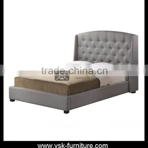BE-053 French Upholstered Furniture Latest Double Bed Designs thumbnail-1