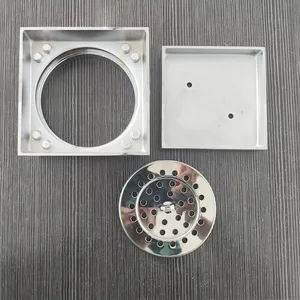 Modern Polished Brass Hidden Tile Insert Drain Filter for Hotel Bathroom and Shower Floor Applications thumbnail-3