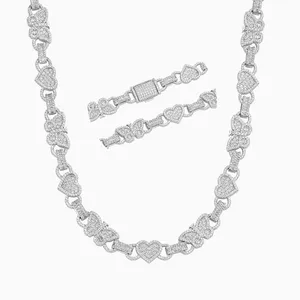 Shining Star Jewelry Hiphop Baguette Moissanite Butterfly Heart Chain Necklace thumbnail-1