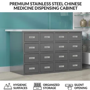 Type 201 Stainless Steel Herbal Cabinet 1400mm | 48-Compartment Dispensing Table for TCM Clinic & Pharmacy thumbnail-1
