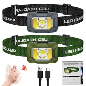 Wholesale Motion Sensor COB LED Headlamp Rechargeable 300LM Ultra-light 53g IP44 Waterproof Head Torch for Outdoor Camping Running thumbnail-4