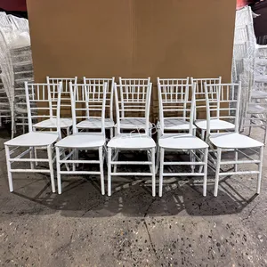 White Chiavari Wedding Chairs for Event Banquet Stackable Plastic Party Dining Chair thumbnail-1