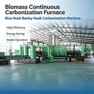 Industrial Rice Husk Continuous Carbonization Furnace Barley Husk Biomass Carbonization Machine Charcoal Production Line EPC thumbnail-1