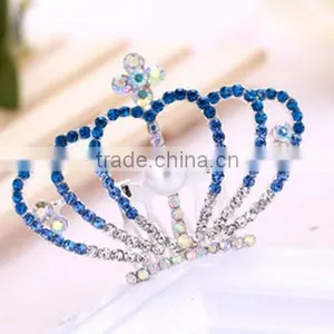 Wholesale Stylish Princess Crystal Austrian Rhinestone Tiara Small Hair Comb Crown thumbnail-2