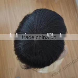 Top Quality 100% Brazilian Human Hair Men's Wig Toupee For Black Men Lace Top Toupee thumbnail-6