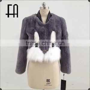 2016 New Lady's Fashion High Quality Rabbit Fur Coat thumbnail-1