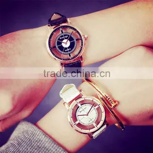 ROSIVGA Korean Transparent Hollow Skeleton Dress Wristwatch Men Women Watches Fashion Casual Leather Couple Clock Dress Watch thumbnail-2
