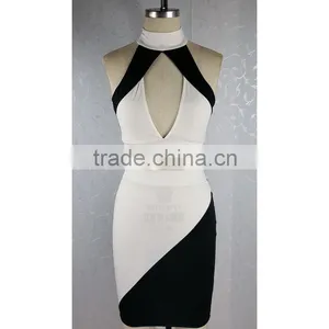 Sexy Women Sleeveless Two Piece Crop Top Bodycon Dress For Night Clubwear Party thumbnail-4