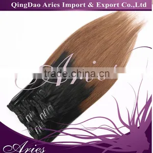 Clip in Human Hair Extensions 18" 7pc 70g Ombre Colors Natural Hair Black Blonde thumbnail-6