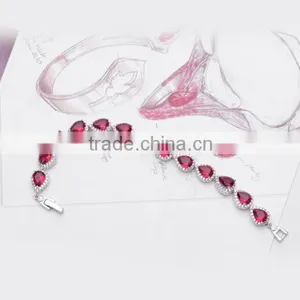 4 Colors Pear Shape AAA Cubic Zircon Women Bridal Bracelet Jewelry for Women thumbnail-3