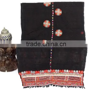 Rabari Throw Vintage Hand Embroidered Rabari Kutch Woollen Throw 106x28 Inch Vintage Kutch Wall Hanging Rabari Shawl thumbnail-1