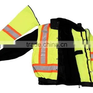 Adult Safety JacketTwo-tone 4 In 1 Hi Vis Safety Work Jackets Fluorescent Work Jackets Quality Choice thumbnail-1