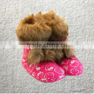 Winter Thermal Cotton-padded Waterproof Anti-slip Soles Slippers,plush Home Floor Microsuede With KT Printing Children Boots thumbnail-1