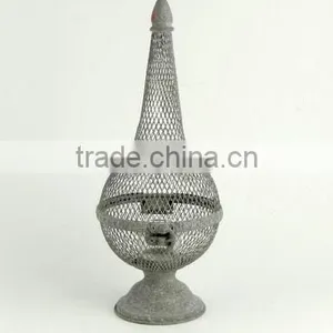 100115F- Metal Wire Cage Candle Lantern W/tapered Top thumbnail-1