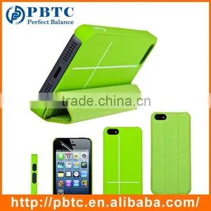 Set Screen Protector And Case For Iphone 5 , Black Hexagon Pattern Smart PU Case Cover thumbnail-3
