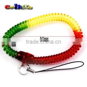 2"(50mm) Inside Dia. Mix Color Expandable Coil Ring With Lanyard for Gym Hand Tag Phone Straps thumbnail-2