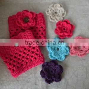 Varies Colors Flower Crochet Patterns for Knitted Leg Warmers thumbnail-1
