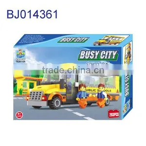 Education Plastic Diy Toy Funny Kids 3D Yellow School Bus Model thumbnail-1