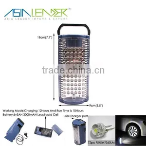 6v 3AH Built-in Battery ABS 72 LED Rechargeable Portable Emergency Light thumbnail-1