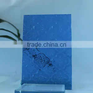 5mm Blue Floar Patterned Glass thumbnail-1